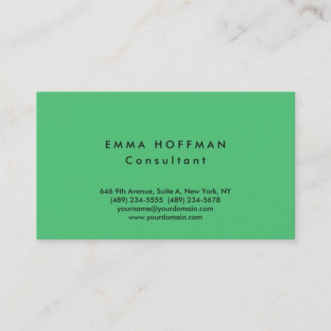 Paris Green Stylish Plain Simple Classical Business Card (Front)