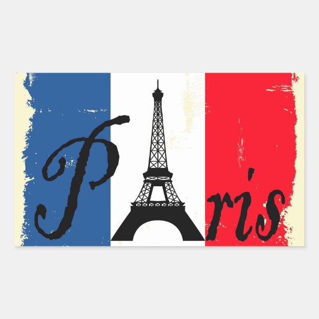 Paris grunge rectangular sticker (Front)