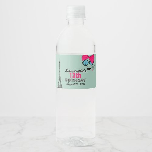 Paris Happy Birthday Water Bottle Label