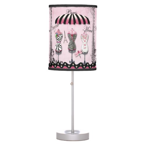 Paris Haute Couture Eiffel Tower  Dragonfly Table Lamp