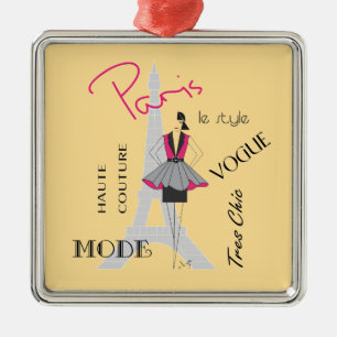 Paris Haute Couture, Fashion, Eiffel Tower Metal Ornament