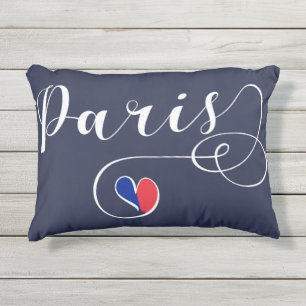 Paris Heart Accent Pillow,  France Outdoor Pillow