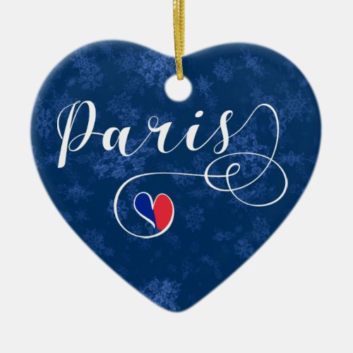 Paris Heart Christmas Tree Ornament France Ceramic Ornament