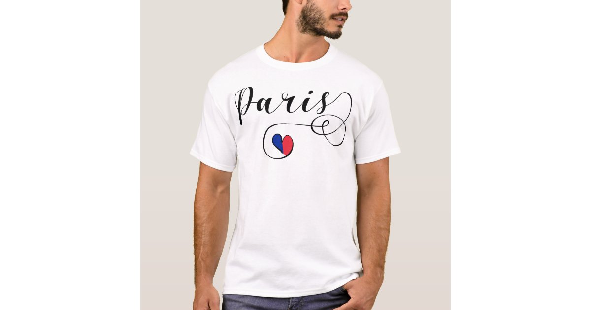 Udsæt skræmmende Morgenøvelser Paris Heart Tee Shirt, France | Zazzle