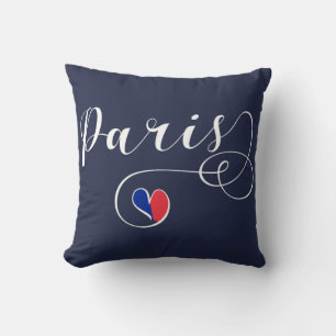 Paris Heart Throw Pillow, France Throw Pillow