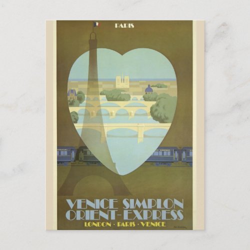 Paris Heart Vintage Travel Postcard