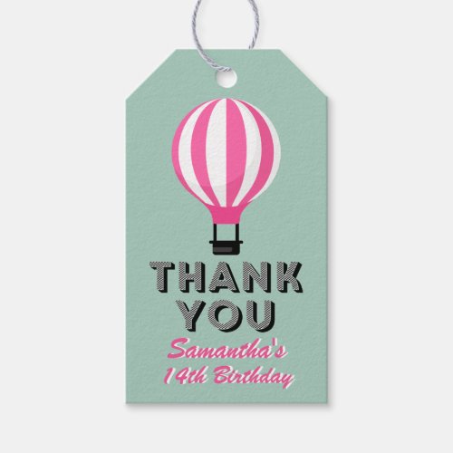 Paris Hot Air Balloon Birthday Thank You Gift Tag