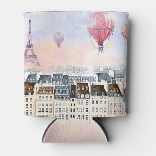 Paris hot air balloon illustration can cooler