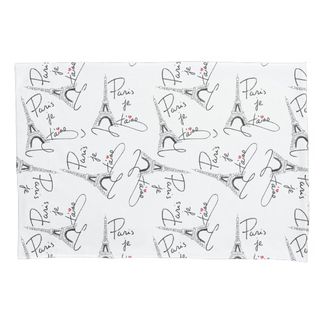 Paris I Love You Pattern Pink ID914 Pillowcase (Front-Left)