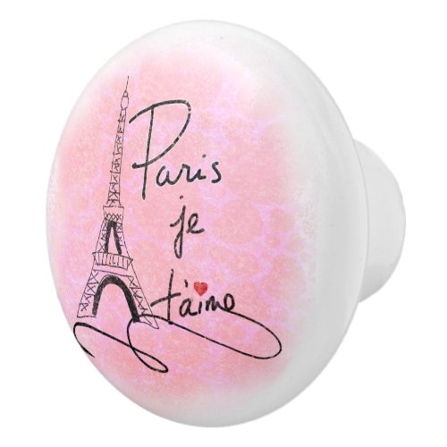 Paris I Love You Pink ID914 Ceramic Knob