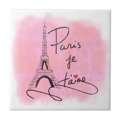 Paris I Love You Pink ID914 Ceramic Tile
