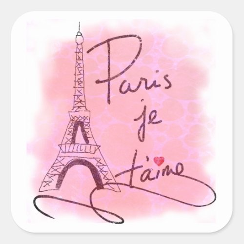 Paris I Love You Pink ID914 Square Sticker