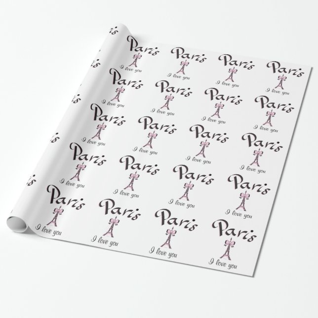 PARIS I love you Wrapping Paper (Unrolled)
