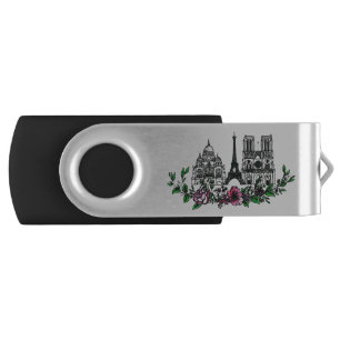 paris icons / Floral Flash Drive