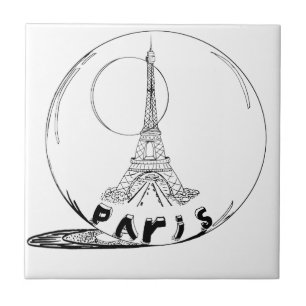 paris in a glass ball ceramic tile