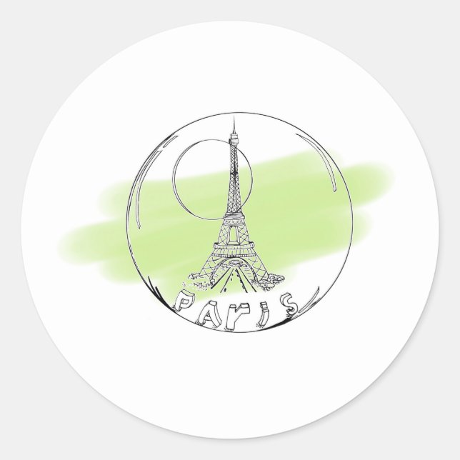 paris in a glass ball classic round sticker (Front)