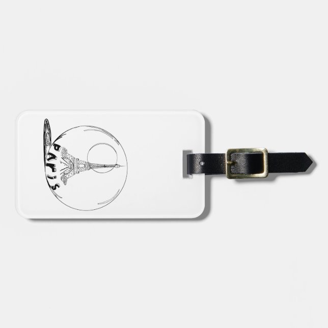 paris in a glass ball luggage tag (Front Horizontal)