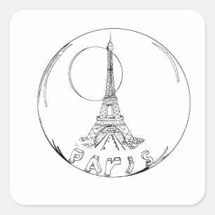 paris in a glass ball square sticker