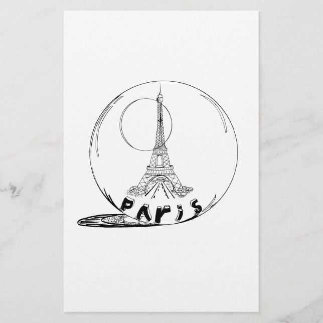 paris in a glass ball stationery (Front)