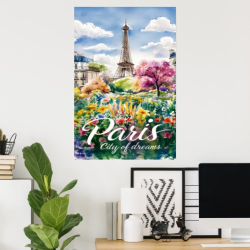 Paris In Bloom A Watercolor Dream Poster
