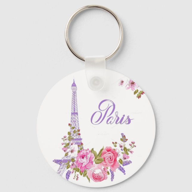 Paris in Bloom Midnight in Paris Floral Paris Roma Keychain (Front)