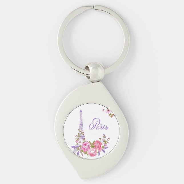 Paris in Bloom Midnight in Paris Floral Paris Roma Keychain (Front)