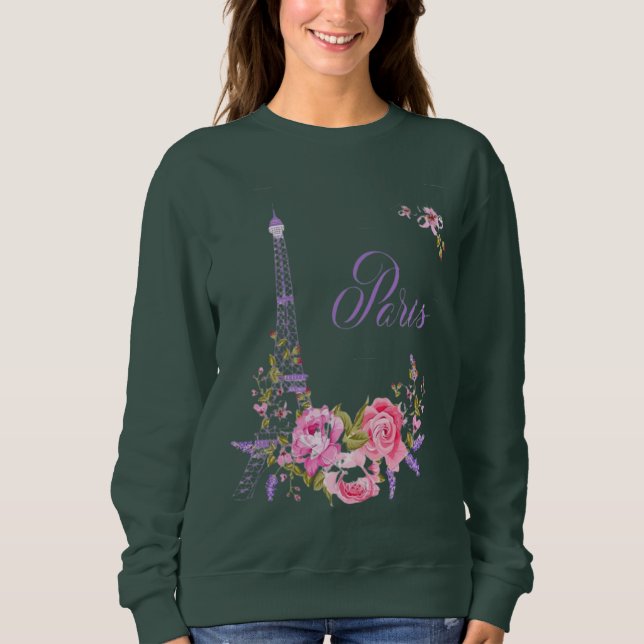 Paris in Bloom Midnight in Paris Floral Paris Roma Sweatshirt (Front)