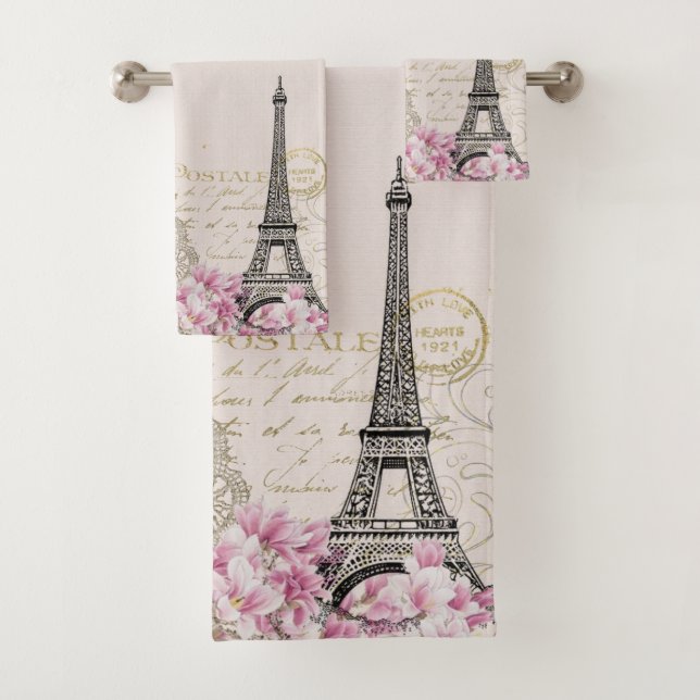 Paris in flowers bath towel set (Insitu)