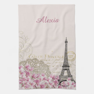 Paris in flowers | your name kitchen towel