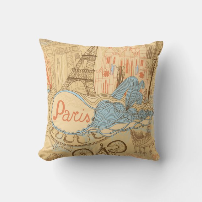 Paris in France Throw Pillow (Front)