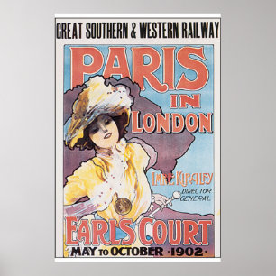 Paris in London Vintage Travel Poster