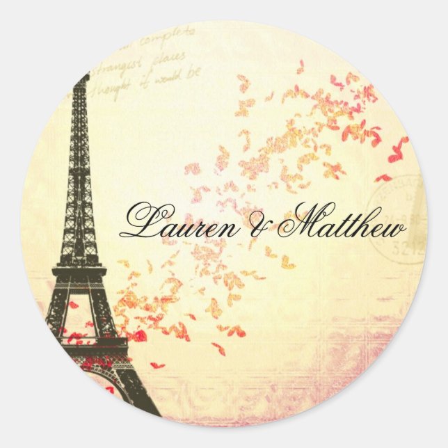 Paris in Love - Eiffel Tower Classic Round Sticker (Front)