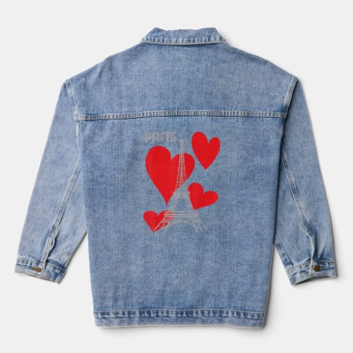 Paris In Love Eiffel Tower with Heart France Souve Denim Jacket