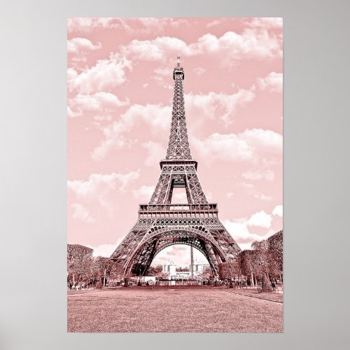 Paris in Pink Eiffel Towea Poster