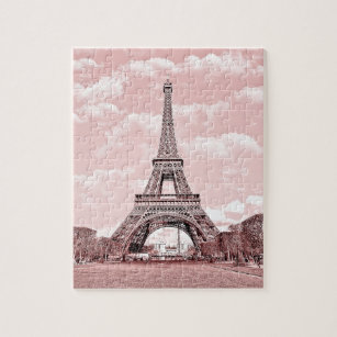Paris in Pink Eiffel Tower Jigsaw Puzzle