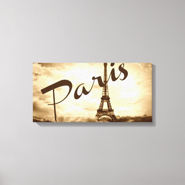 Paris in Sepia Wrapped Canvas Print (Front)