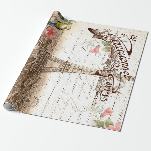 Paris in Spring 60lb Decoupage Poster Wrapping Paper (Unrolled)