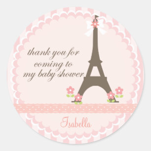 Paris in Spring Girly Baby Shower Favor Classic Round Sticker