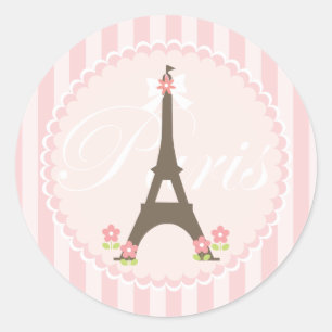 Paris in Spring Girly Classic Round Sticker