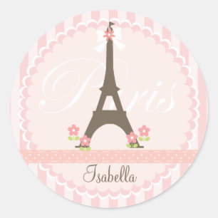 Paris in Spring Girly Classic Round Sticker