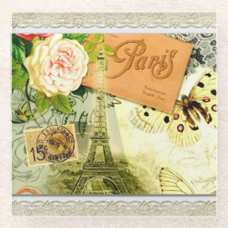 Paris in Spring Pretty Vintage Glass Coaster