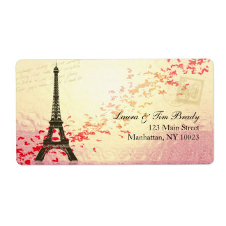 Paris in springtime with hearts label