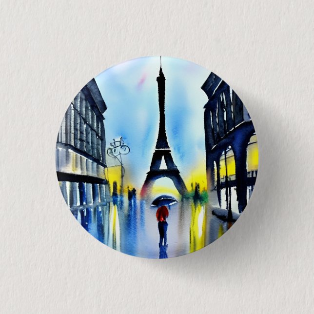 Paris in the rain button (Front)