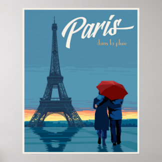 Paris in the rain poster