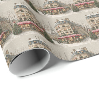 Paris in winter wrapping paper
