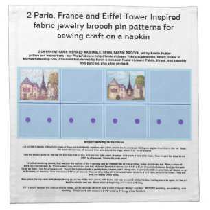Paris Inspired Art Brooch Pin Patterns on Napkin