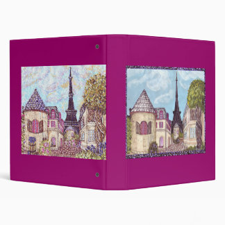 Paris Inspired Cityscape With Eiffel Tower Binder