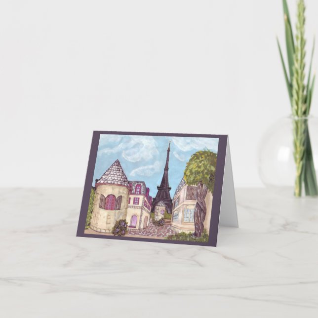 Paris Inspired Eiffel Tower note card gray (Front)