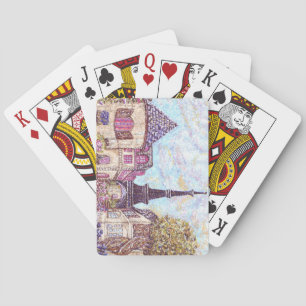 Paris Inspired Eiffel Tower PointillismPlaying Car Poker Cards