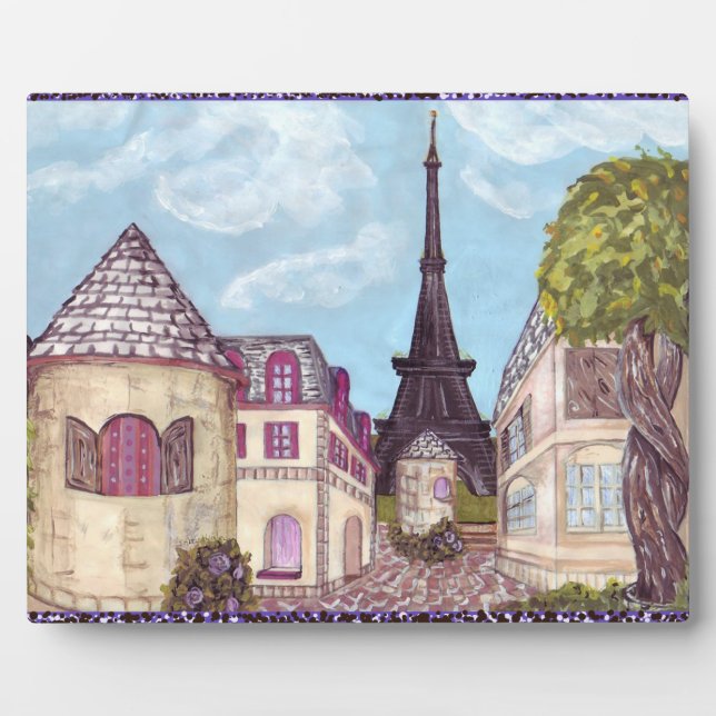 Paris Inspired Landscape With Eiffel Tower Plaque (Front)